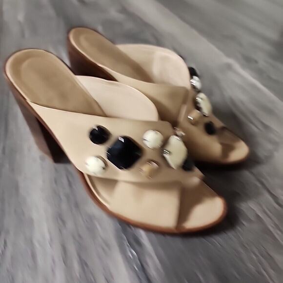 Loeffler Randall Women's Beige Slip-On Platform Open Toe Shoes Size 6B - Picture 9 of 9